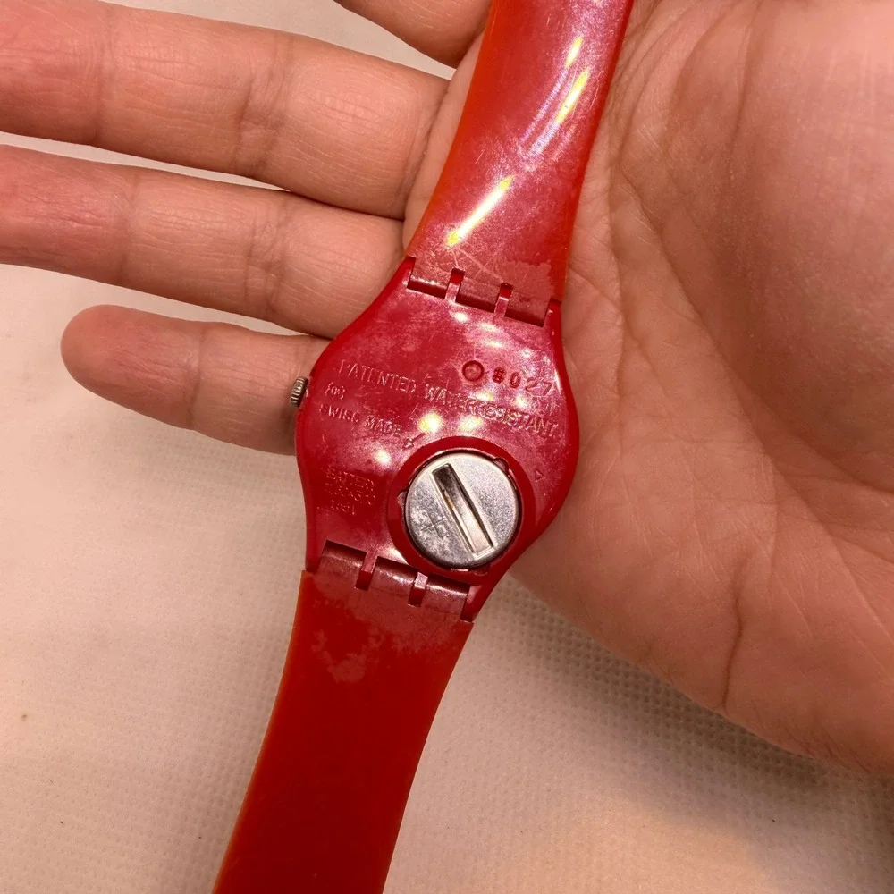 Swatch Originals Red Swiss Quartz Analog Watch Water Resistant need battery